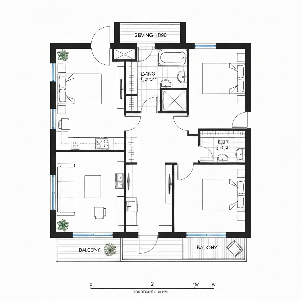 2 Bedroom Floor Plan