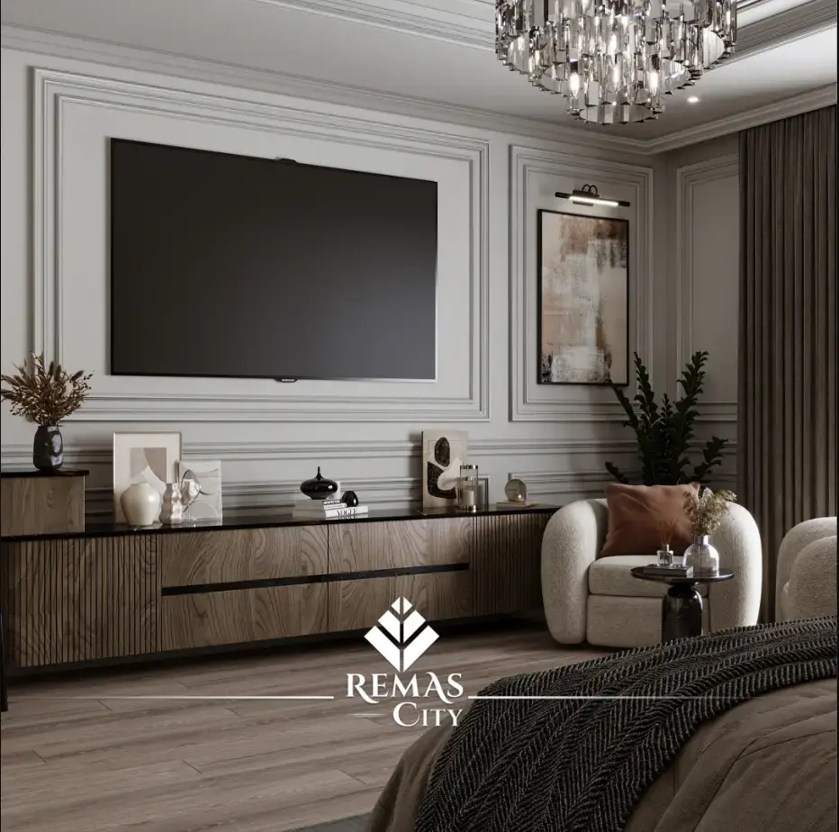 Luxury bedroom with modern furnishings